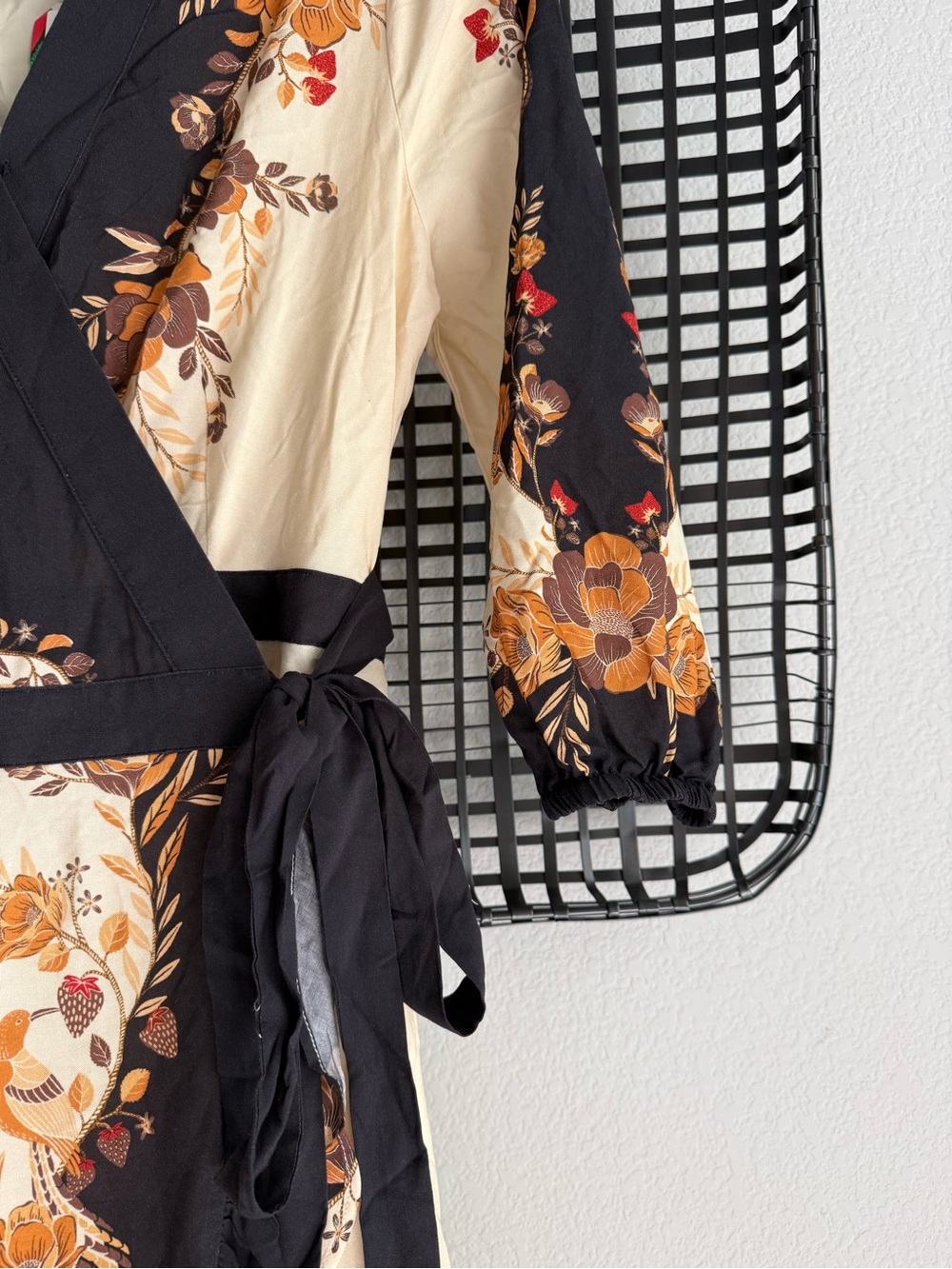 Farm Rio Long-Sleeve Floral Wrap Midi Dress - Picture 4 of 9